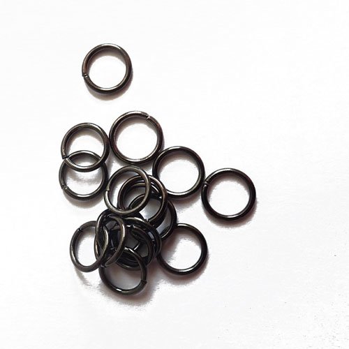 Anneaux gun métal ouvert 10 mm x 20