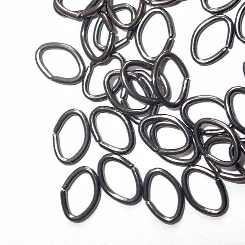 Anneaux ovales gun métal ouvert 0,8 mm x 10