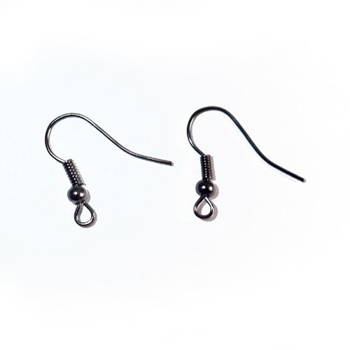 Crochets de boucles d'oreilles gun métal foncé long x 20