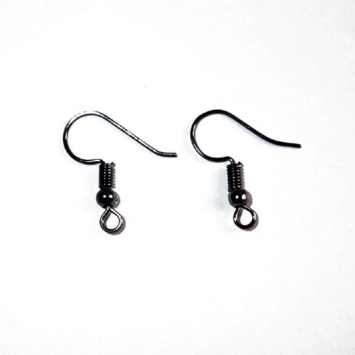 Crochets de boucles d'oreilles gun métal foncé court x 20