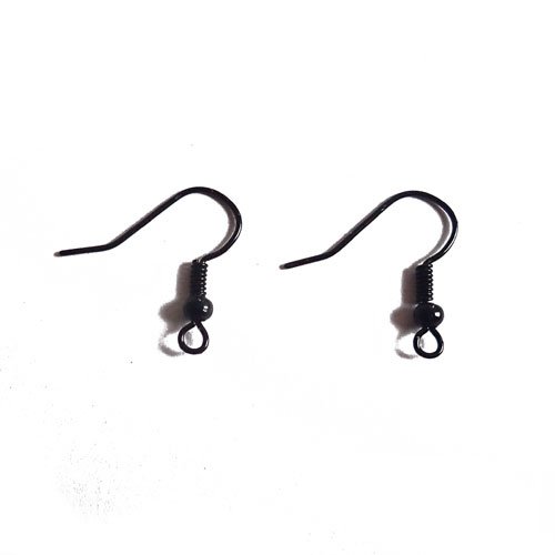 Crochets de boucles d'oreilles noirs avec perle x 20