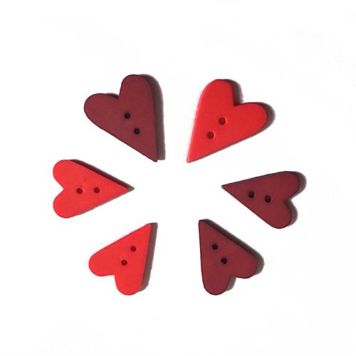 Boutons en forme de coeurs x6