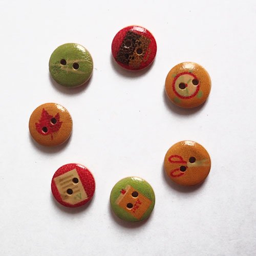 Boutons en bois automne x 7