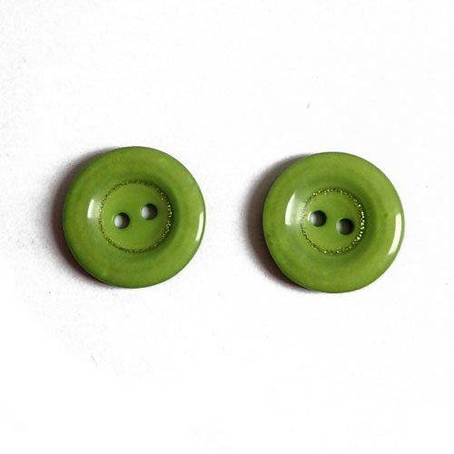 Boutons vert avec paillettes x2