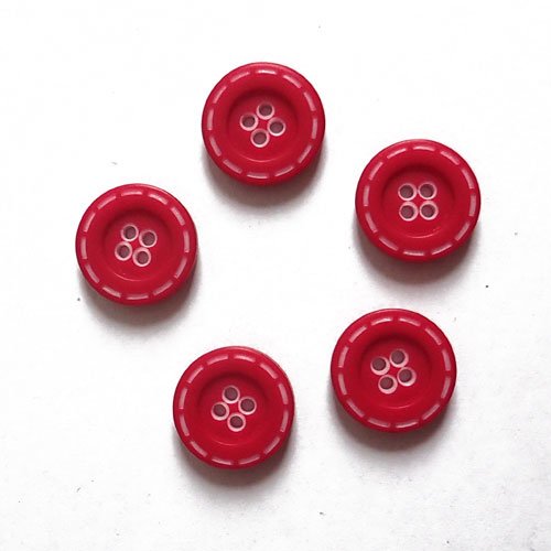 Boutons rouge fantaisie x 5