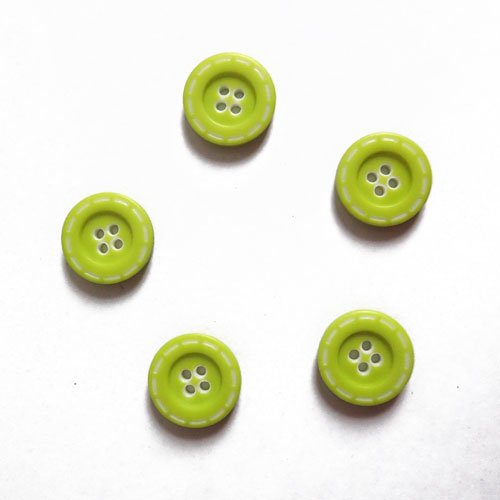 Boutons vert anis fantaisie x 5