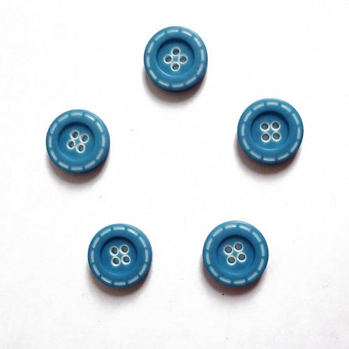 Boutons bleus fantaisie x 5