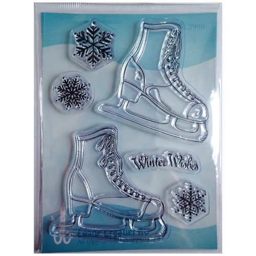 Tampons patins à glace et flocons de neige x6