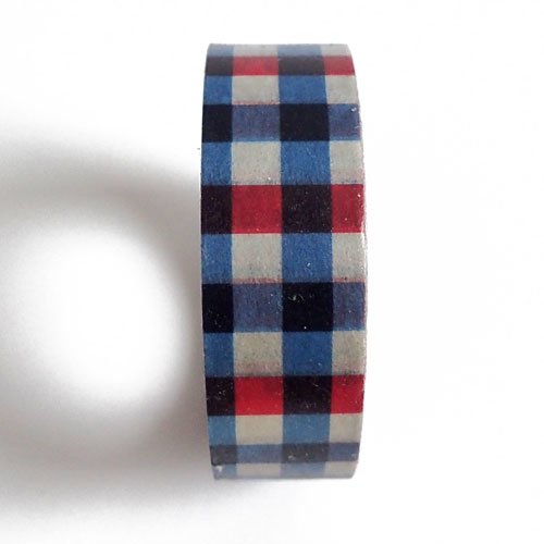 Masking tape écossais bleu blanc rouge 15 mm x 6 m