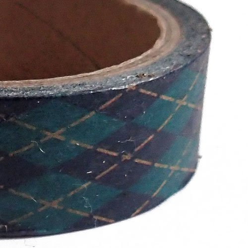 Masking tape écossais losanges bleu vert 15 mm x 6 m