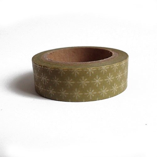 Masking tape kaki étoiles flocons 15 mm x 10 m