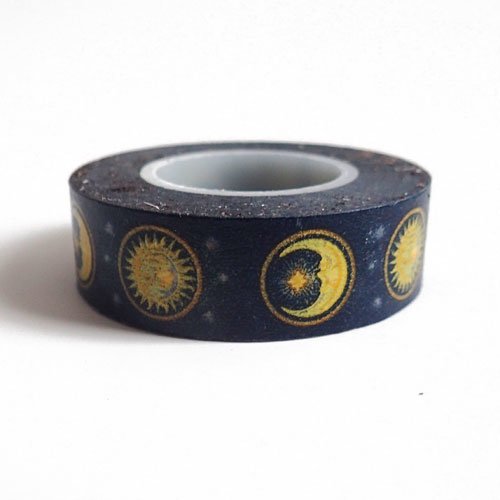 Masking tape lune et soleil 15 mm x 15 mètres