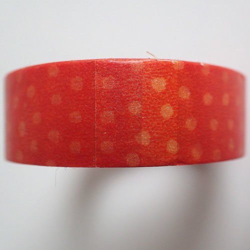 Masking tape rouge à pois blanc15 mm x 6 m