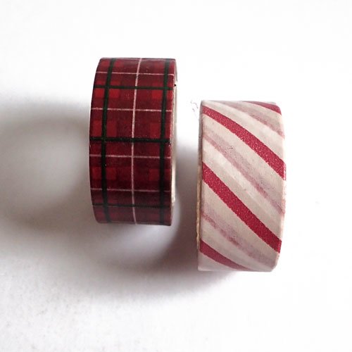 Masking tape diagonales bordeaux et écossais rouge 15 mm x 3 mètres