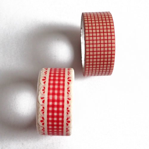 Masking tape rouge et blanc 15 mm x 3 mètres