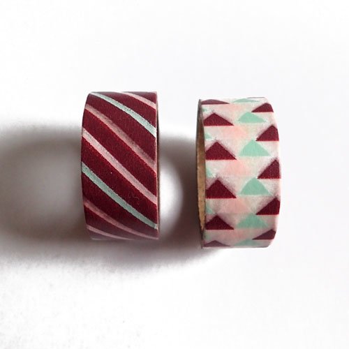 Masking tape diagonales et triangles bordeaux 15 mm x 3 mètres