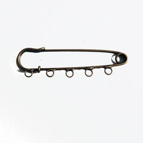 Épingle à nourrice bronze 5 anneaux 7 cm