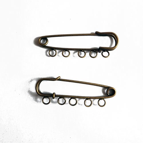 Épingles à nourrice bronze 5 attaches 5 cm