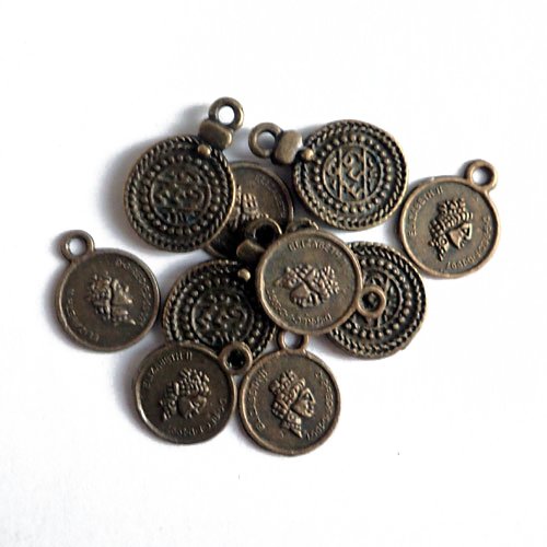 Breloques bronze médailles x10