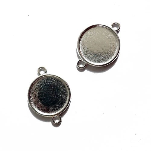 Connecteurs  pour cabochon 20 mm argenté x 2
