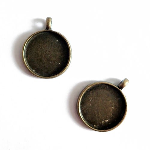 Supports pour cabochon 20 mm bronze x 5