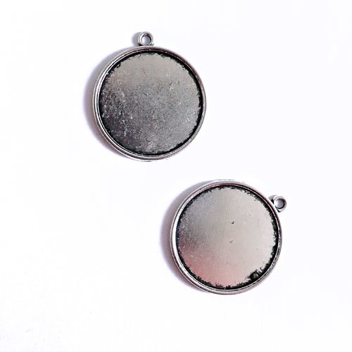 Supports pour cabochon 25 mm argenté x 2