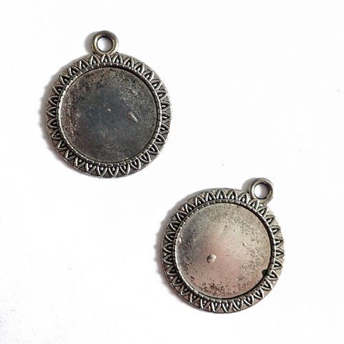 Supports pour cabochon 25 mm argenté solaire x 2