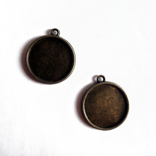 Supports bronze pour cabochon 20 mm x2