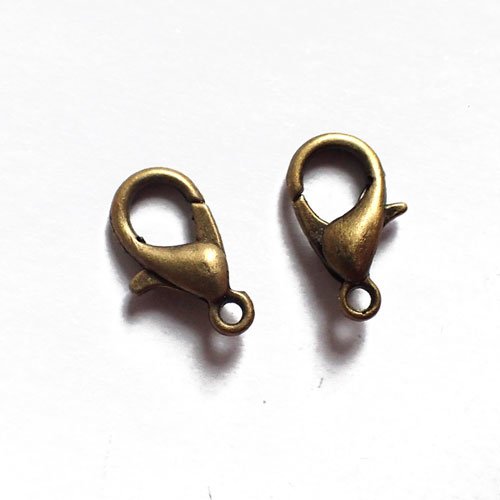 Mousquetons fermoirs bronze 12 mm x 2