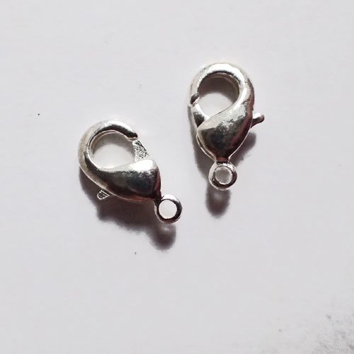 Mousquetons fermoirs argentés 12 mm x 2