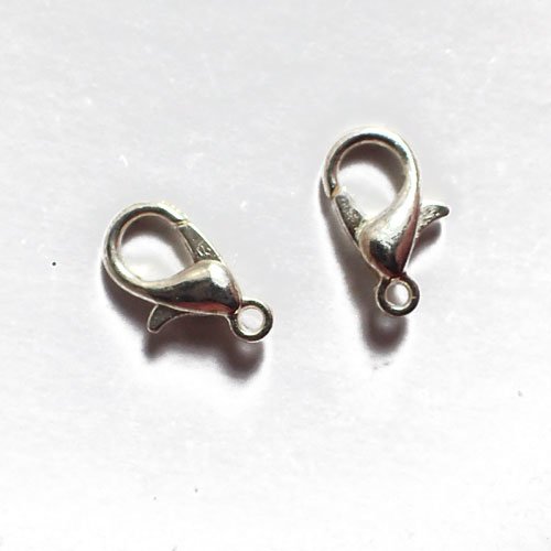 Mousquetons fermoirs argentés 12 mm x 5