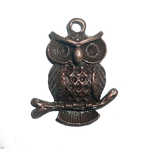 Breloque grande chouette bronze