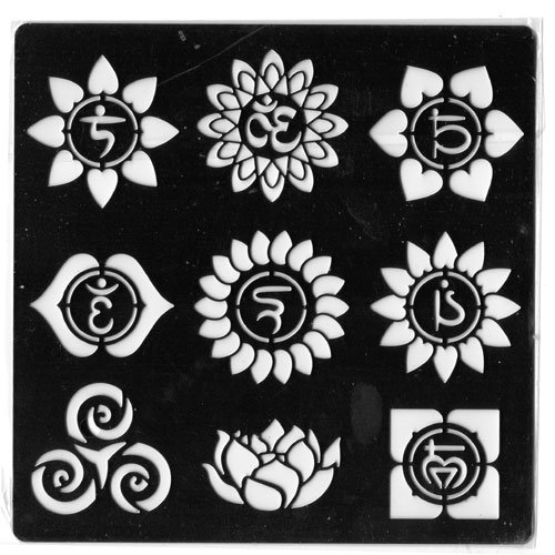 Plaque de découpe en acier signes zen tibétains et sacrés x9