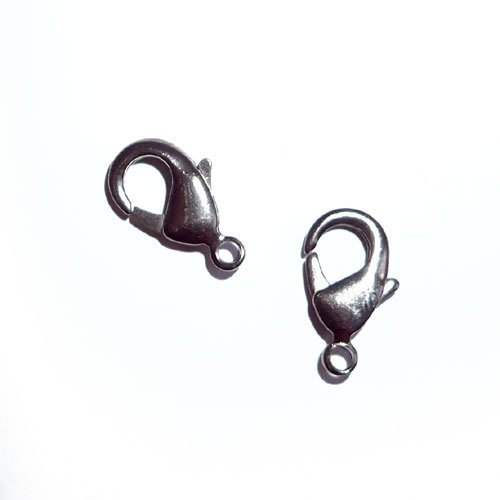 Mousquetons fermoirs gun métal 15 mm x 2