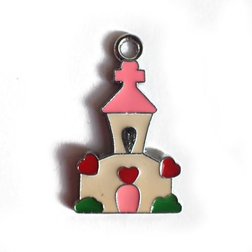 Breloque émail château de fée