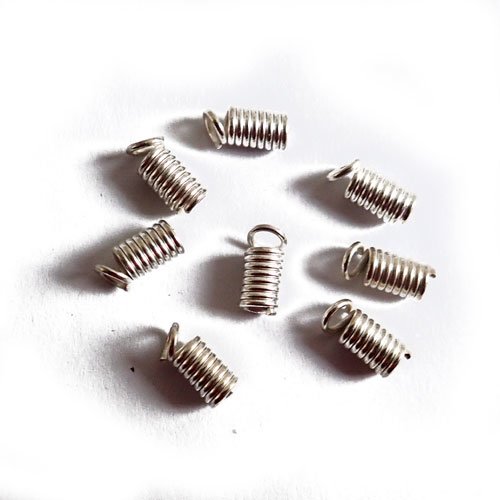 Embouts pour cordons spirale argentée x 20