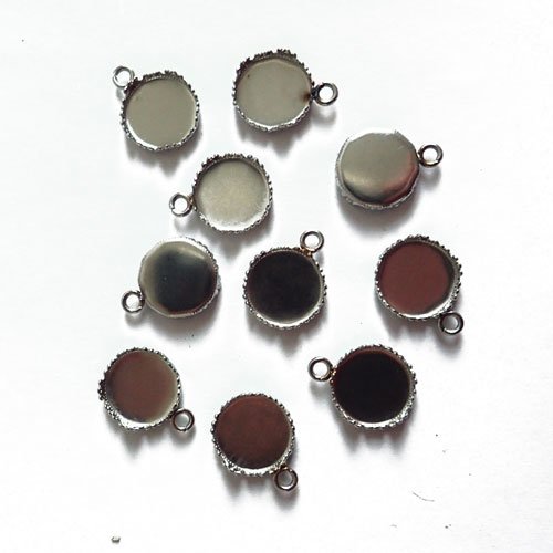 Supports argentés pour cabochons 12 mm x 10