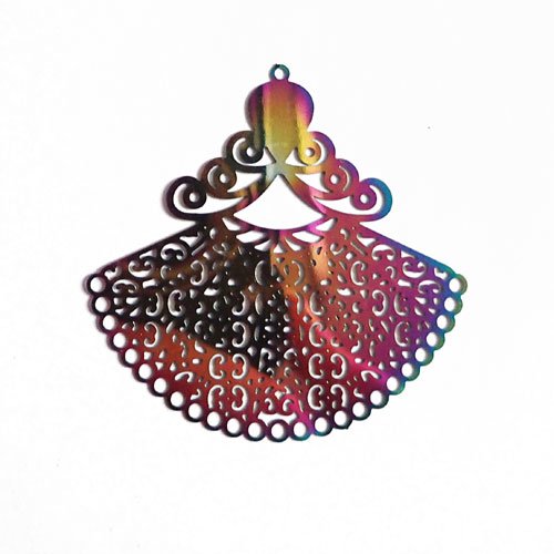 Estampe multicolore éventail à motifs et arabesques