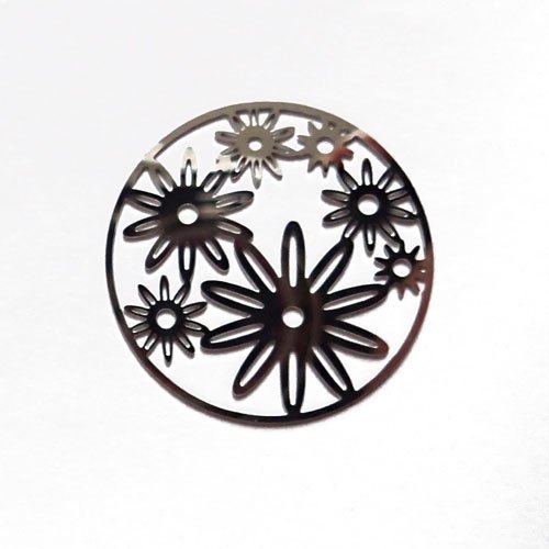 Estampe argentée rond avec fleurs