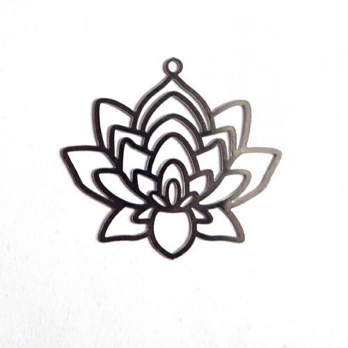 Breloque estampe argentée fleur de lotus