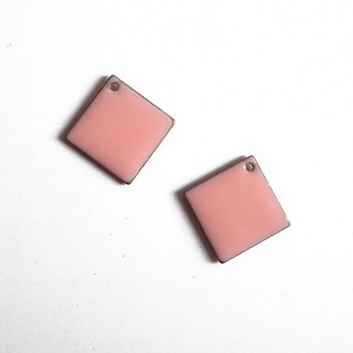 Breloques sequins émail rond rose clair 1,5 cm x2