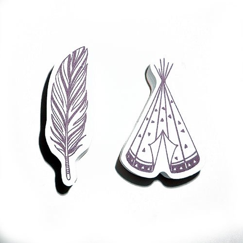 Tampons mousse flèches d'indiens et plumes x3