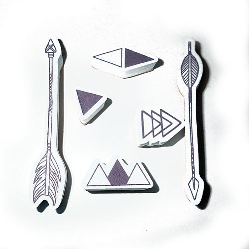 Tampons mousse flèches d'indiens et triangles x6