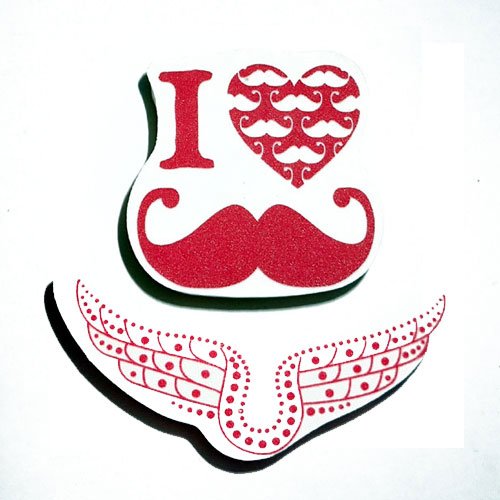 Tampons i love moustache et ailes d'ange x2
