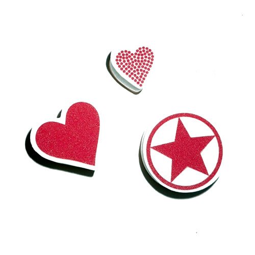 Tampons coeurs et étoile x3