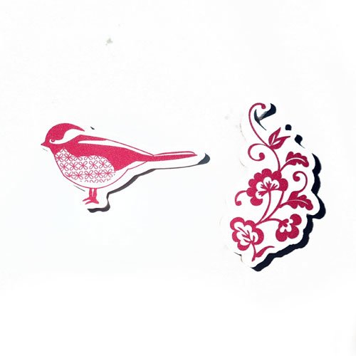 Tampons oiseau et fleurs x2