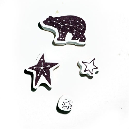 Tampons grande ours, étoiles, constellationn x 4