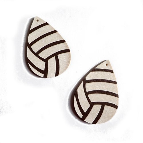 Breloques goutte cuir marron et blanc x 2