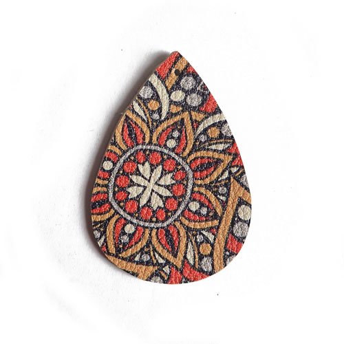 Breloque goutte motif floral orange