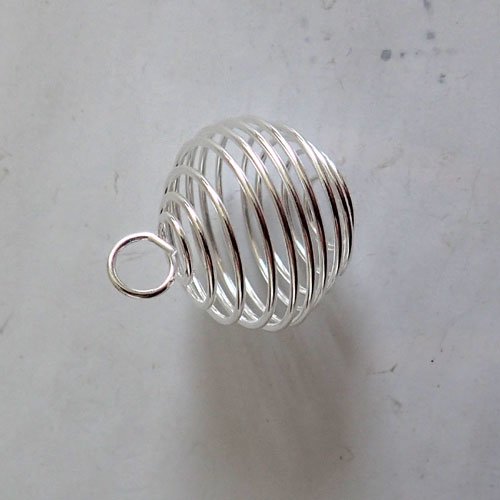 Supports boules spirales argentées pour perle 20mm x 2